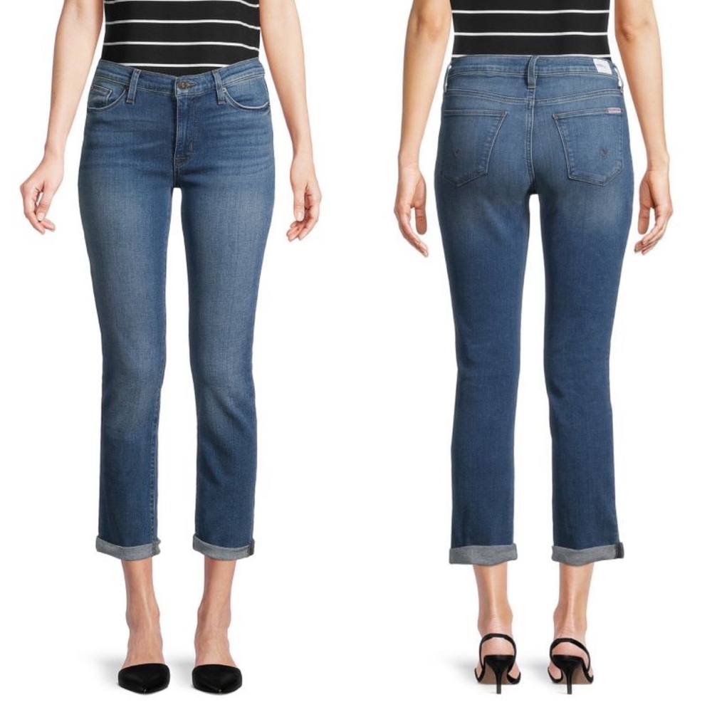 Hudson Natalie Midrise Straight Ankle cuffed blue jeans size 29